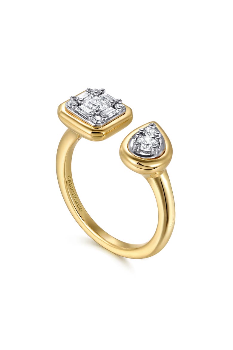 14k Gold Diamond Stackable Open Ring, Main, color, 14K YELLOW/ WHITE GOLD