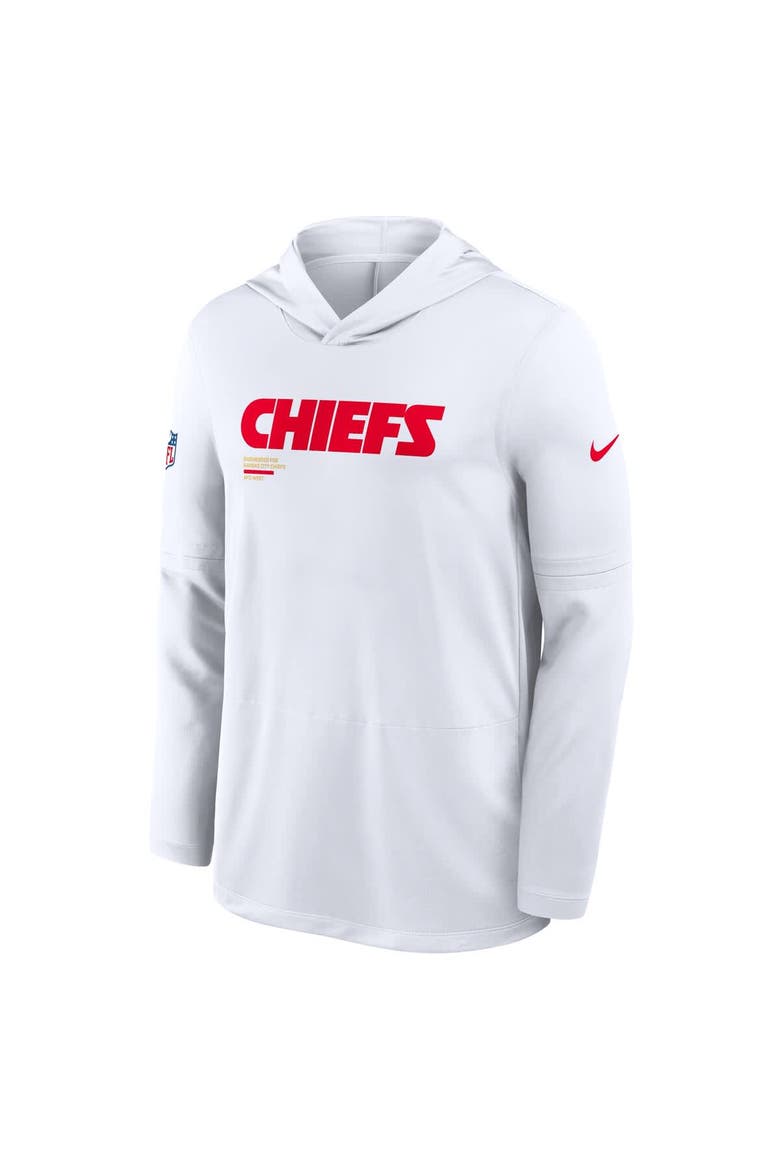 Men's Nike White Kansas City Chiefs Sideline Pure Fury Performance Long Sleeve Hoodie T-Shirt, Alternate, color, White