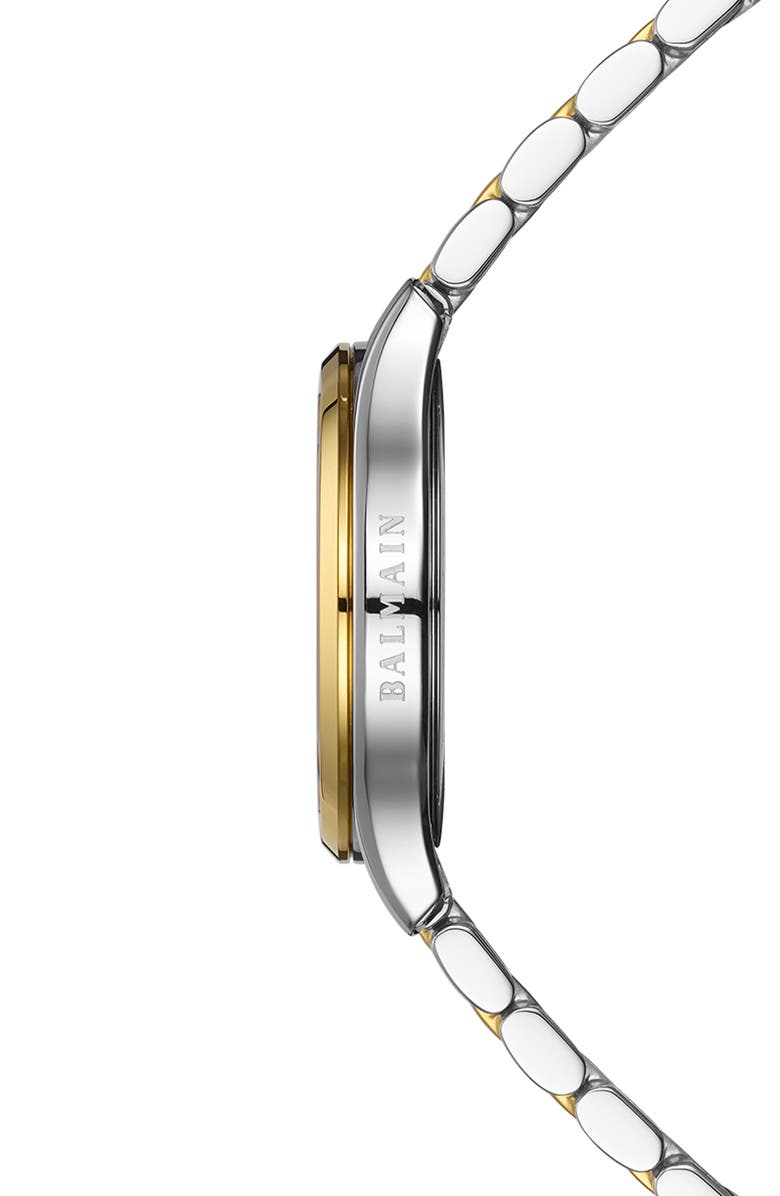 Balmain Beleganza Diamond & Mother-of-Pearl Bracelet Watch, 27.5mm, Alternate, color, Mop/ Two Tone