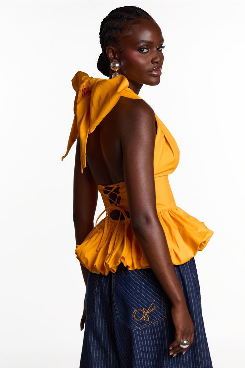 Grace Peplum Top, Alternate, color, Orange