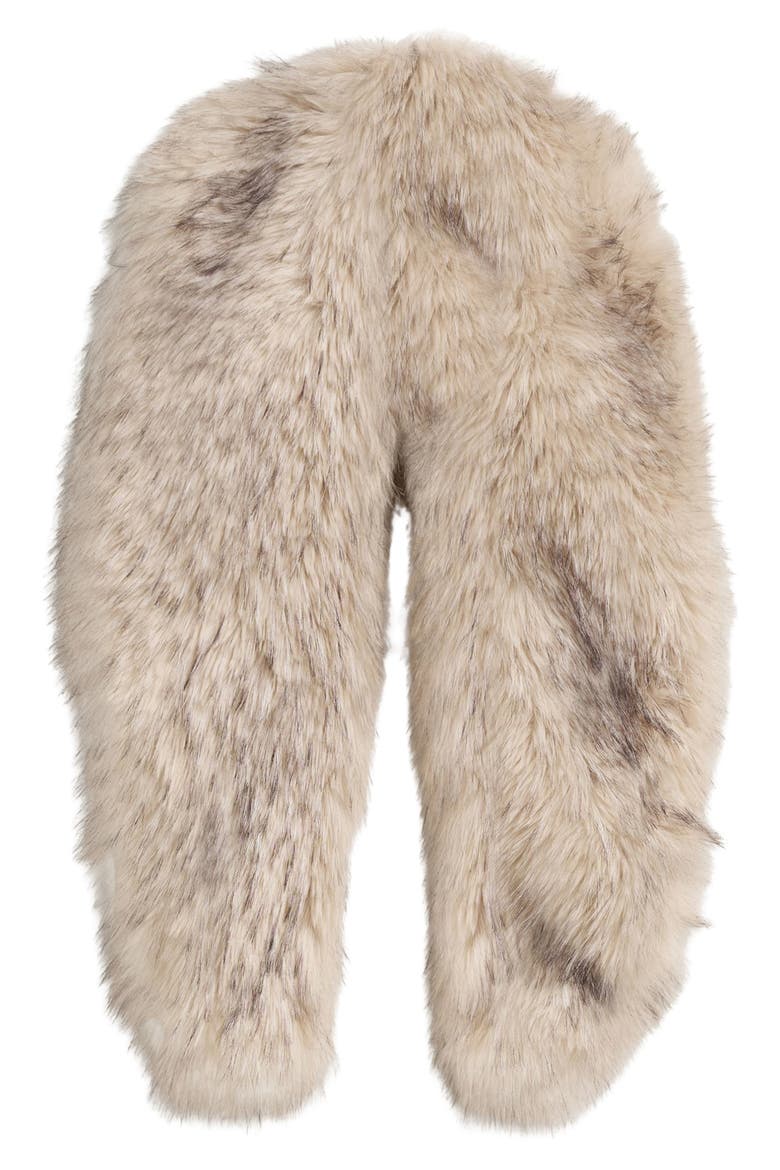Faux Fur Wrap Scarf, Alternate, color, BEIGE