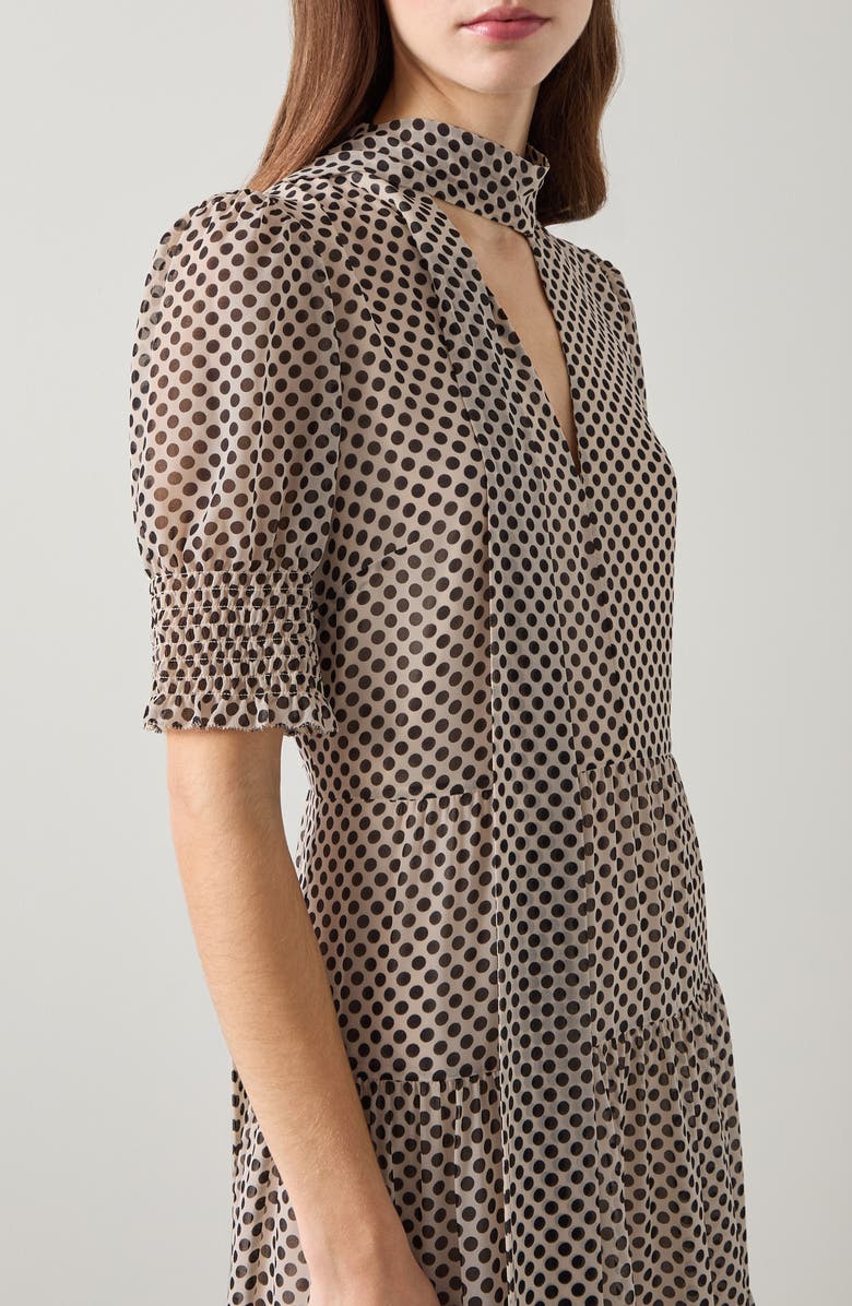 LK Bennett Coco Tie Neck Maxi Dress, Alternate, color, Black Multi