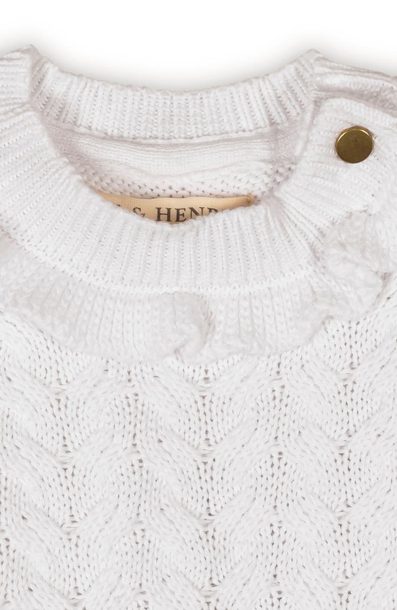 Hope & Henry Kids' Organic Chunky Ruffle Edge Sweater Dress, Alternate, color, Soft White Cable