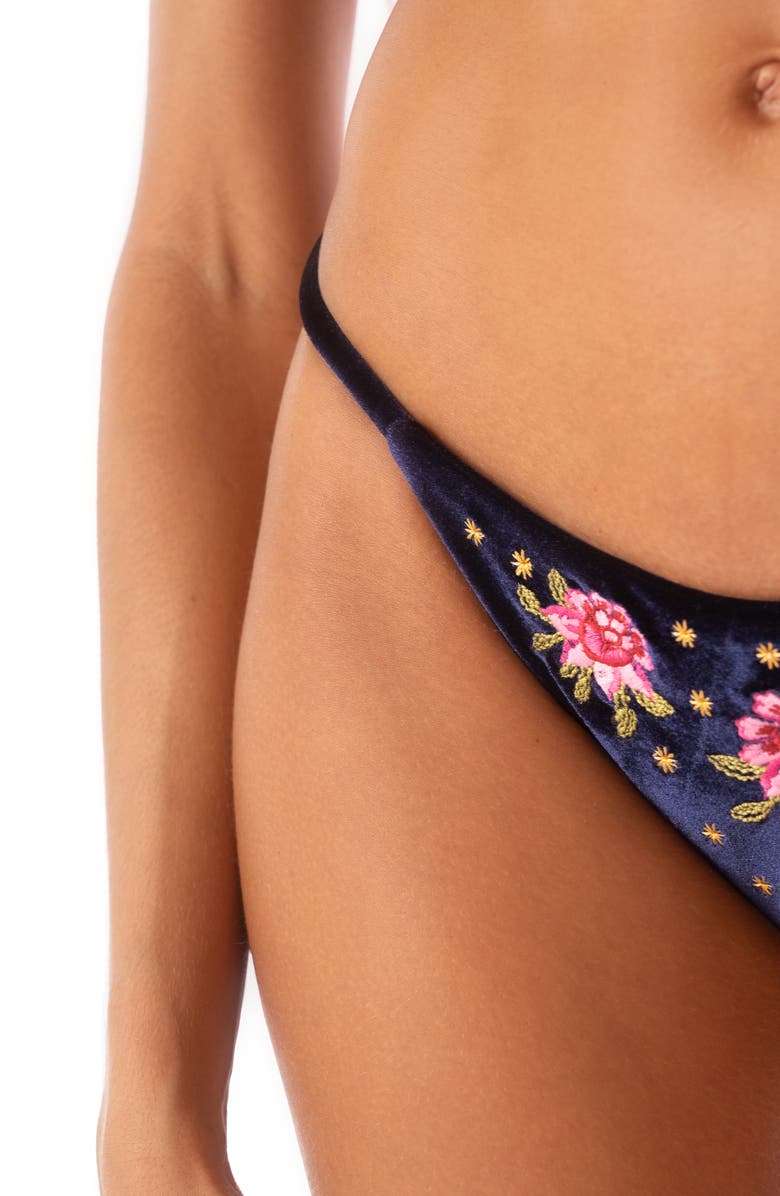 Maaji Bouquet Bliss Reversible Micro Bikini Bottoms, Alternate, color, Dark Blue