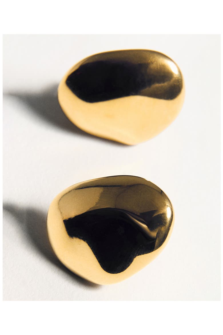 Molten Button Stud Earrings, Alternate, color, GOLD