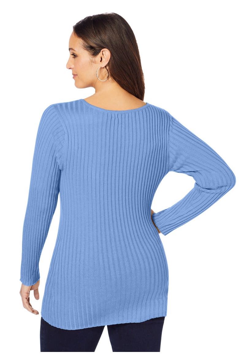 V Neck Ribbed Sweater, Alternate, color, FRENCH BLUE