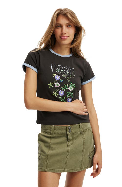 Cotton On Lcn Baby Graphic Tee In Lcn Nybg Purple Flowers