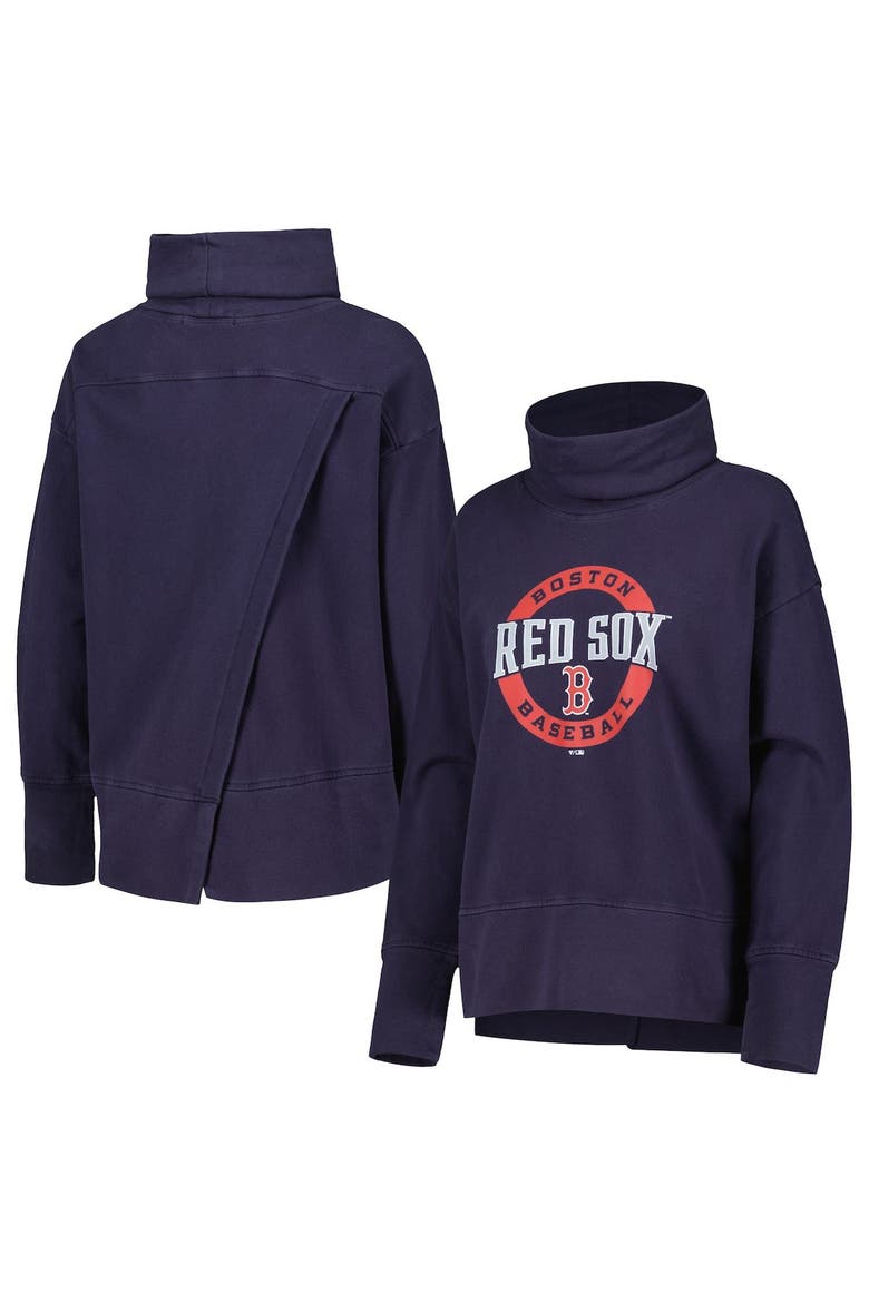Women's Levelwear Navy Boston Red Sox Sunset Farm Team Pullover Sweatshirt, Main, color, Navy