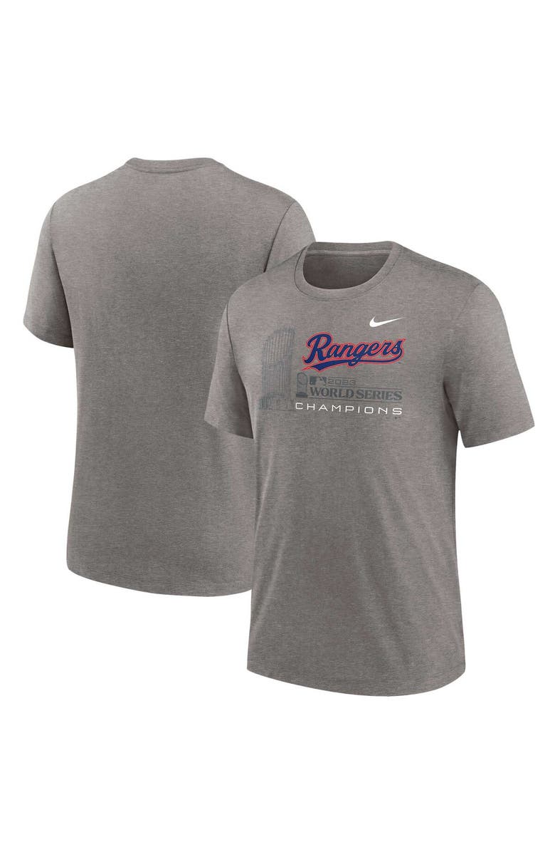 Nike Men's Nike Heather Gray Texas Rangers 2023 World Series Champions Tri-Blend T-Shirt, Alternate, color,
