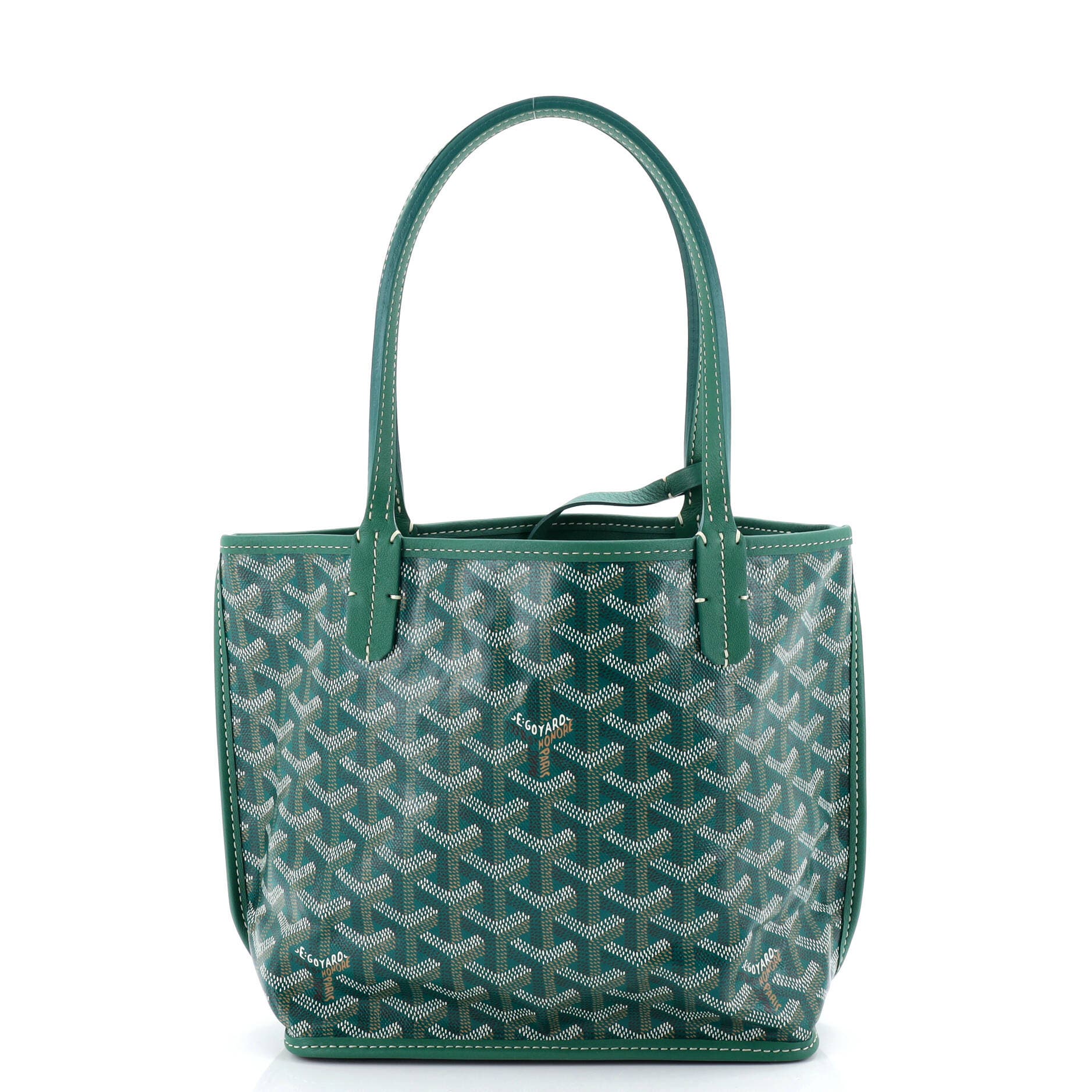 Pre-Owned Goyard Anjou Reversible Tote Coated Canvas Mini, Main, color, Green