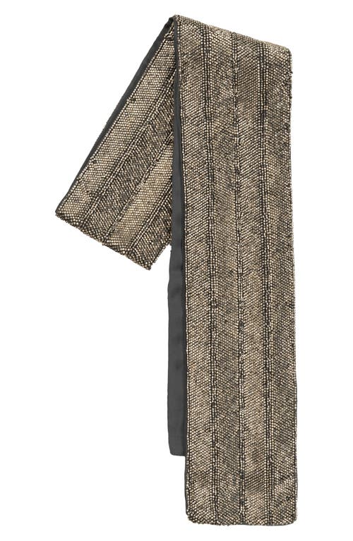 Ralph Lauren Lauren  Beaded Skinny Scarf In Pewter