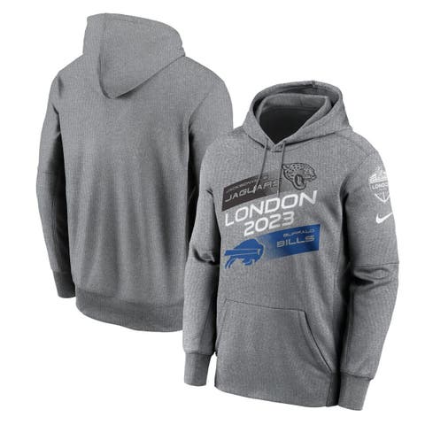 Men's Nike Heather Charcoal Jacksonville Jaguars vs. Buffalo Bills 2023 London Game Pullover Hoodie