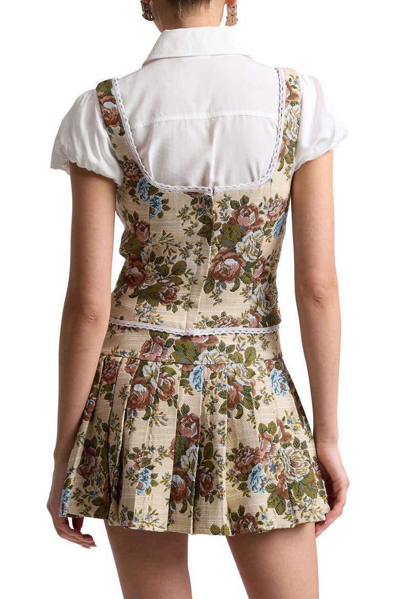 Floral Tapestry Lace Trim Shell, Alternate, color, TAUPE FLORAL