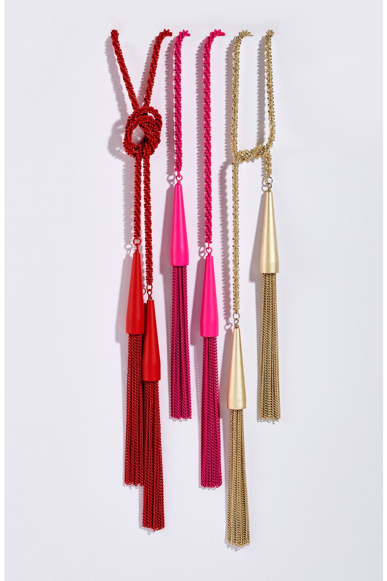 Phara Tassel Lariat Necklace, Alternate, color, MATTE WHITE