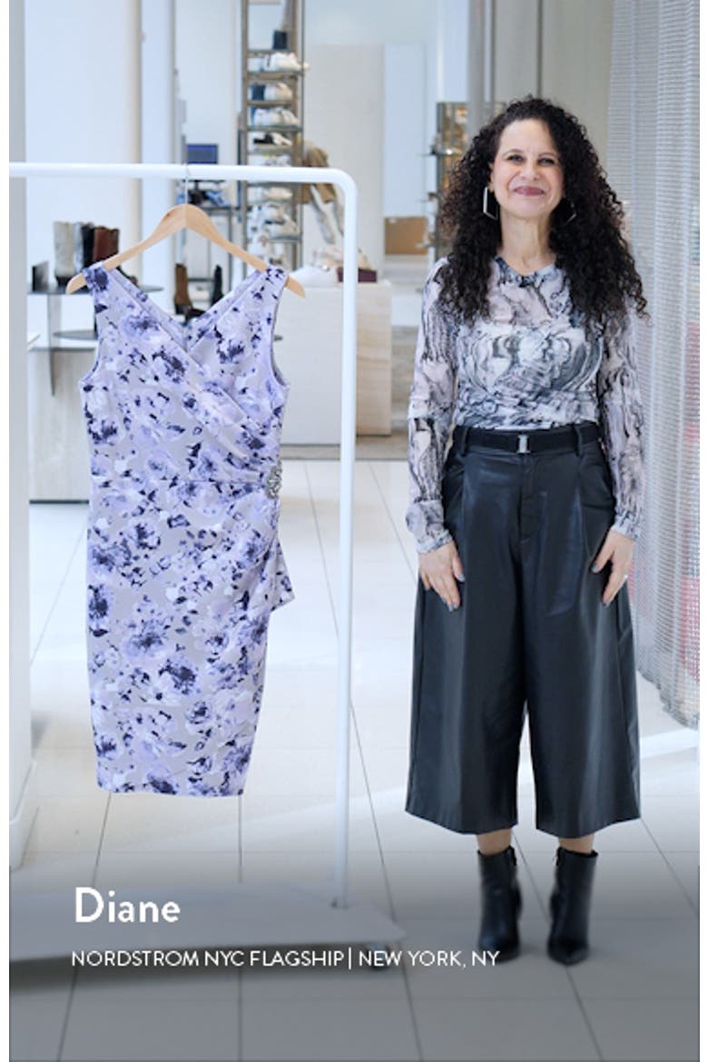 Printed Side Pleat Sleeveless Sheath Dress video