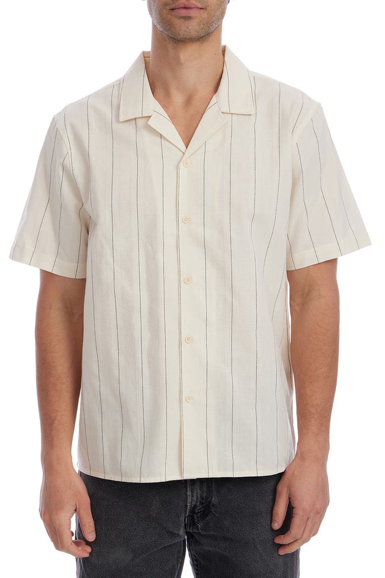 Pinstripe Stitch Camp Shirt, Main, color, CREAM