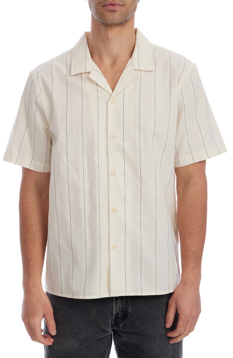 PX Pinstripe Stitch Camp Shirt, Main, color, Cream