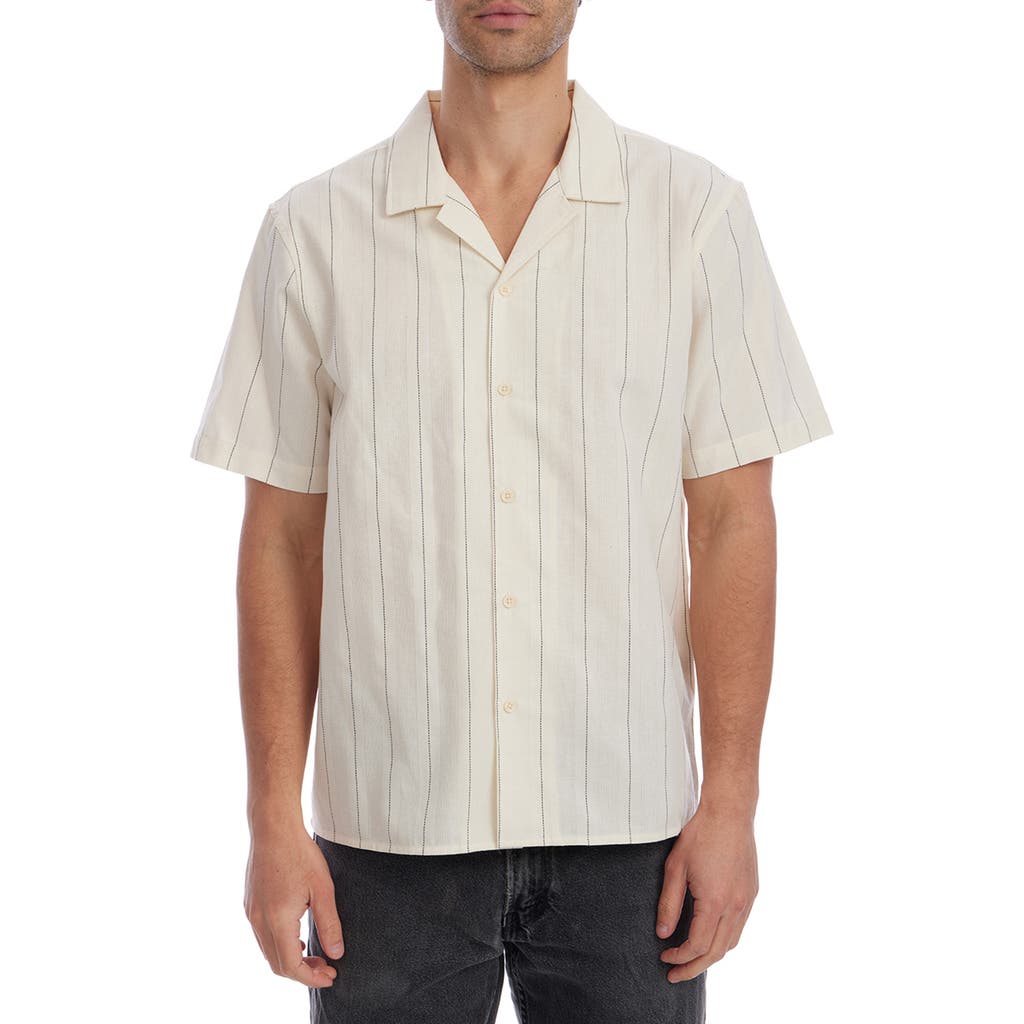 Px Pinstripe Stitch Camp Shirt In White