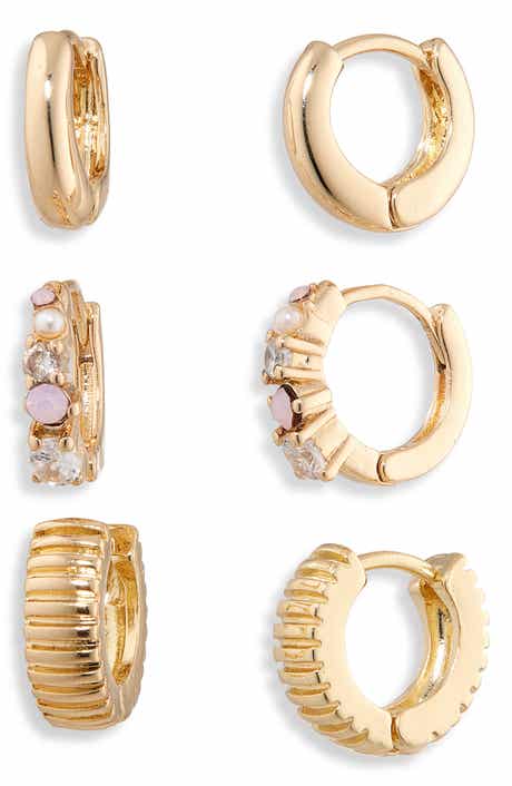 NORDSTROM RACK 3-Pack Assorted Huggie Hoop Earrings