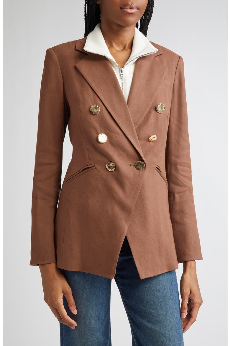 Elle Linen Blend Dickey Jacket, Alternate, color, LIGHT CHICORY