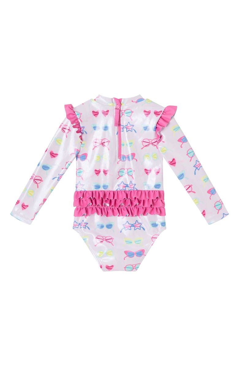 Andy & Evan Long Sleeve One-Piece Rashguard Swimsuit & Bucket Hat Set, Alternate, color, Pink