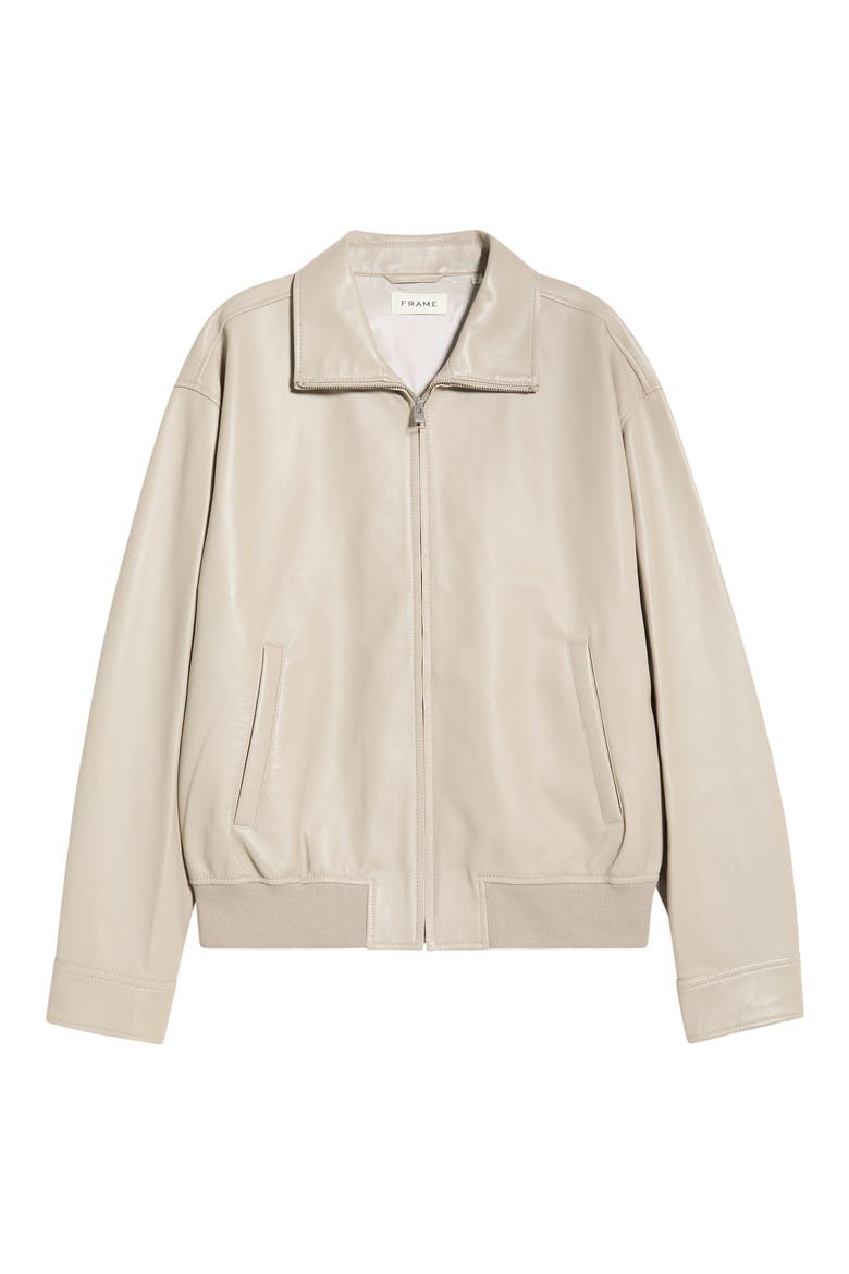 Leather Bomber Jacket, Main, color, DUSTY BEIGE