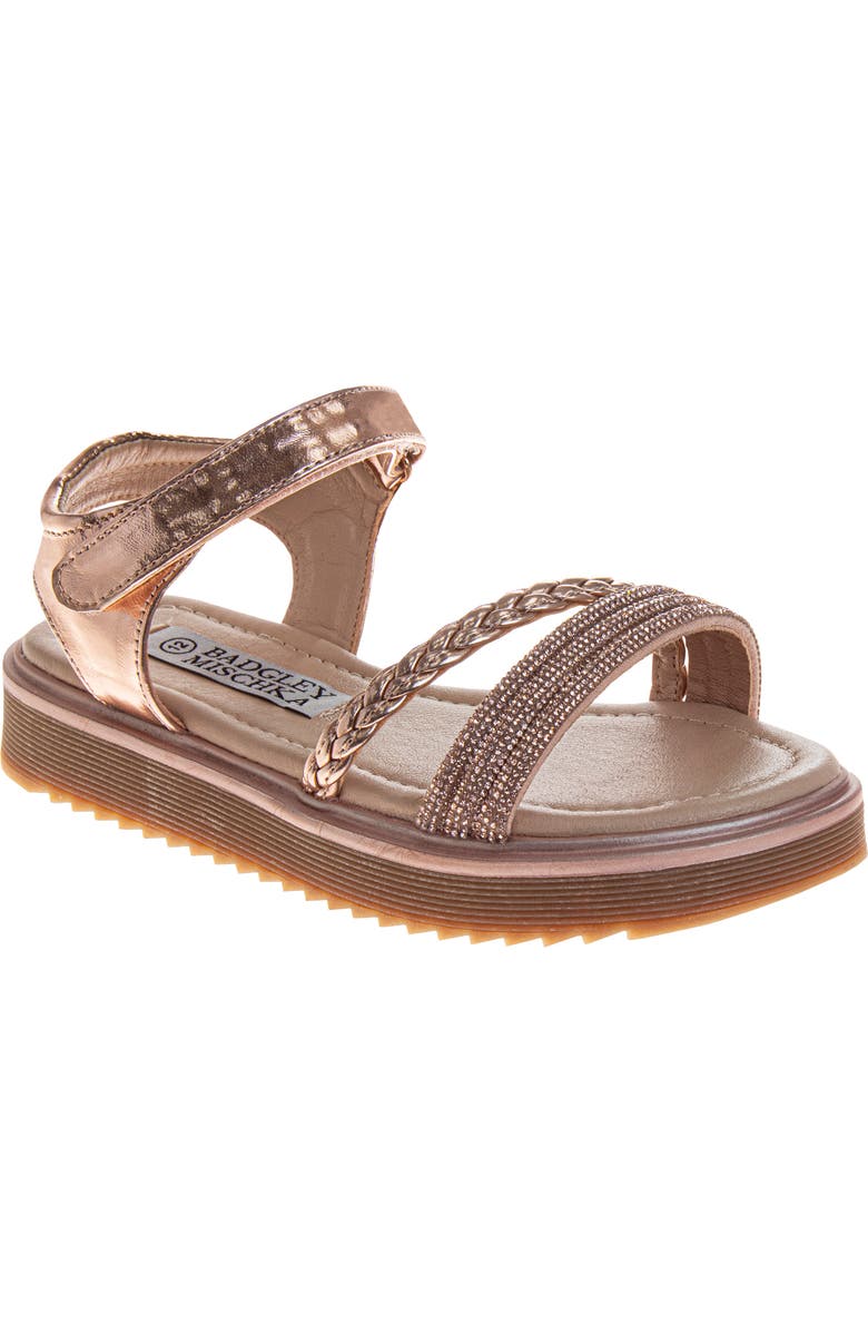 Badgley Mischka Collection Kids' Metallic Platform Sandal, Main, color, Rose Gold