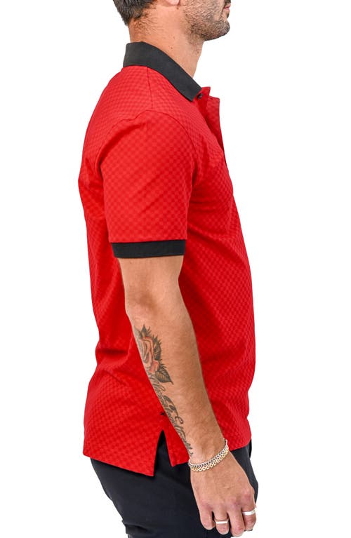 Maceoo Mozartsquaretip Stretch Nylon Polo In Red