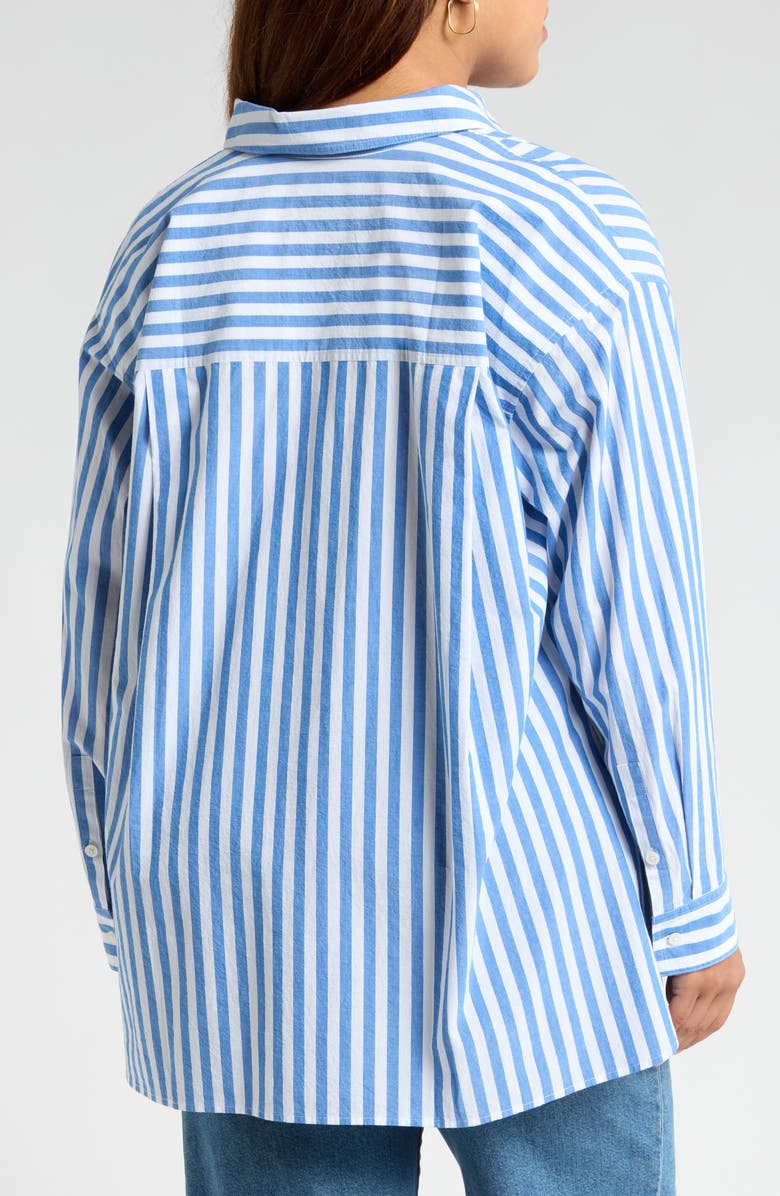 Madewell The Plus Signature Poplin Oversize Button-Up Shirt in Springy Stripe, Alternate, color,