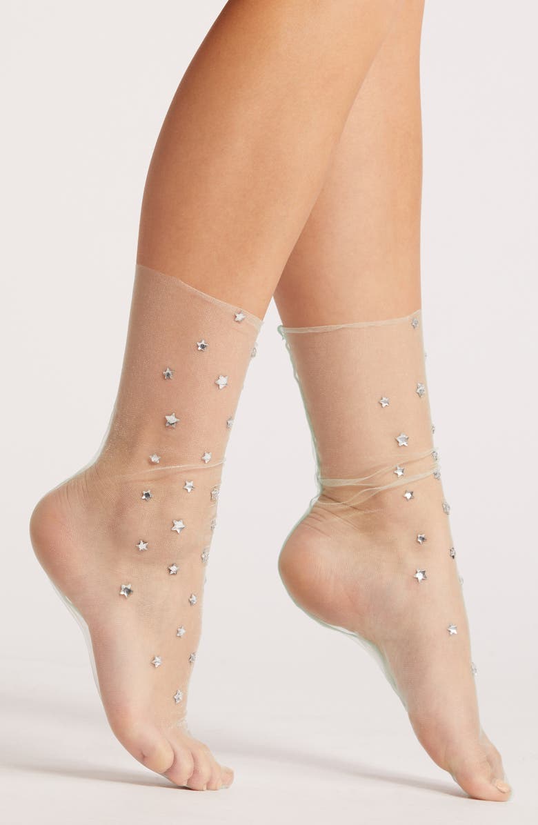 HIGH HEEL JUNGLE Wish Upon a Star Tulle Crew Socks, Main, color, 