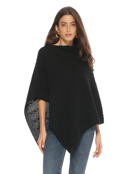 Pure Cashmere Textured Knit Poncho