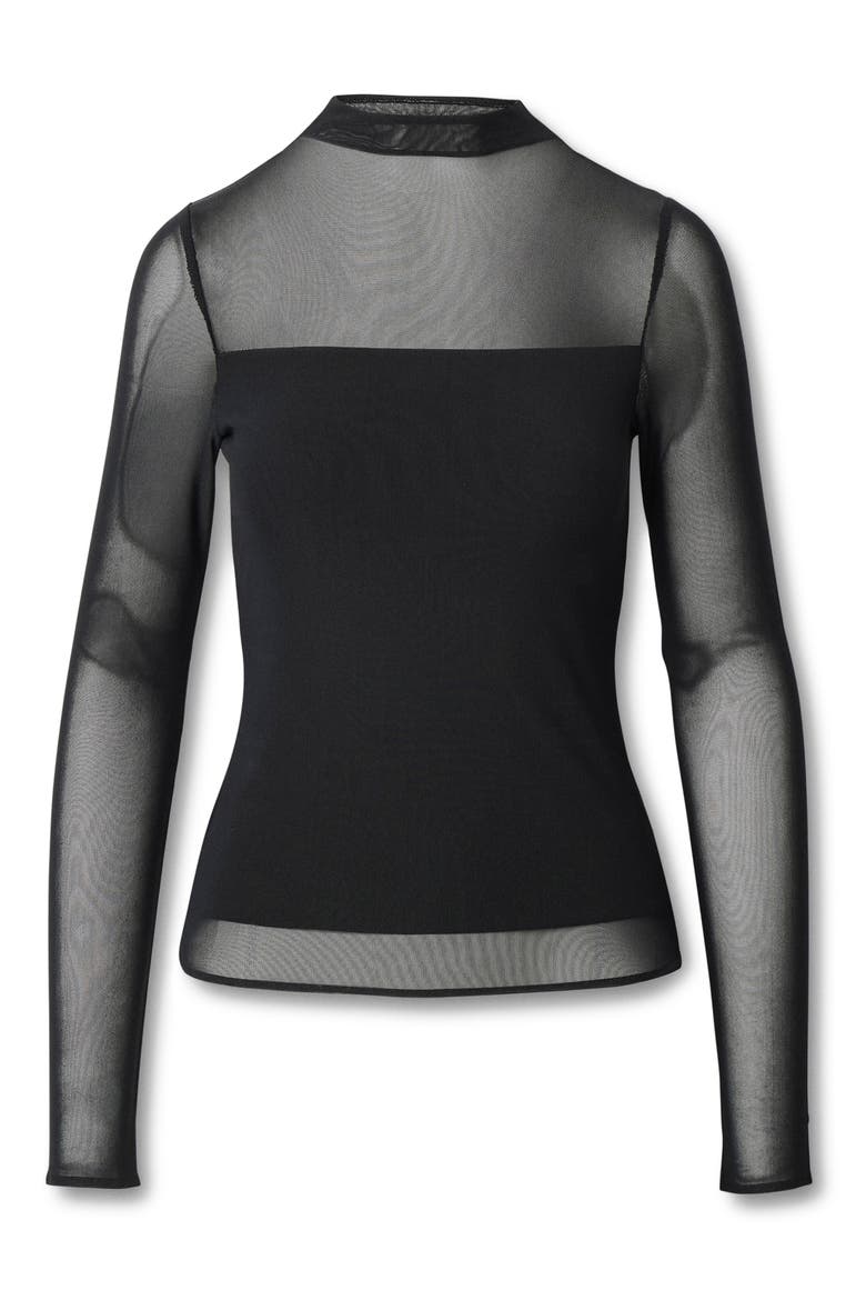 Luca Long Sleeve Mesh Top, Alternate, color, BLACK