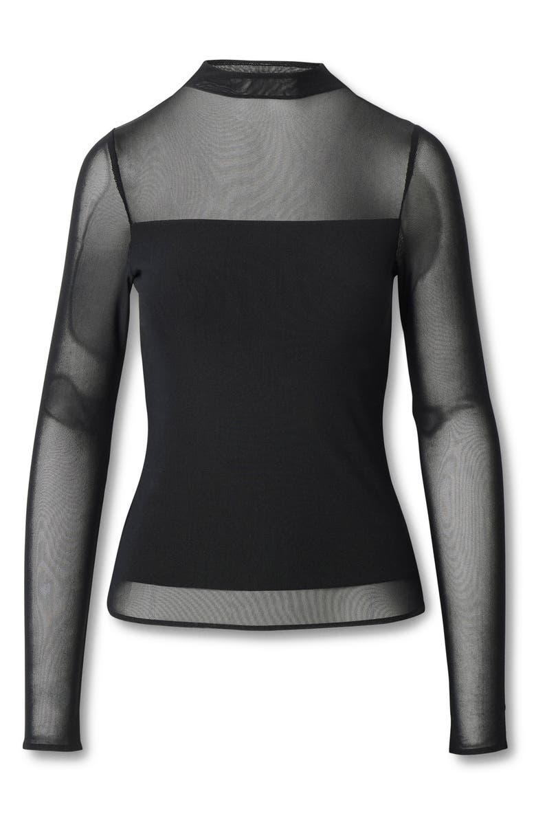 rag & bone Luca Long Sleeve Mesh Top, Alternate, color, Black