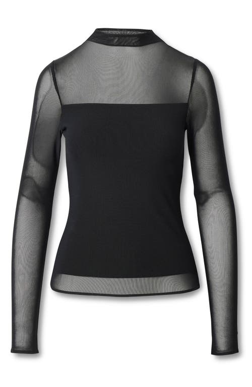 Rag & Bone Luca Long Sleeve Mesh Top In Black