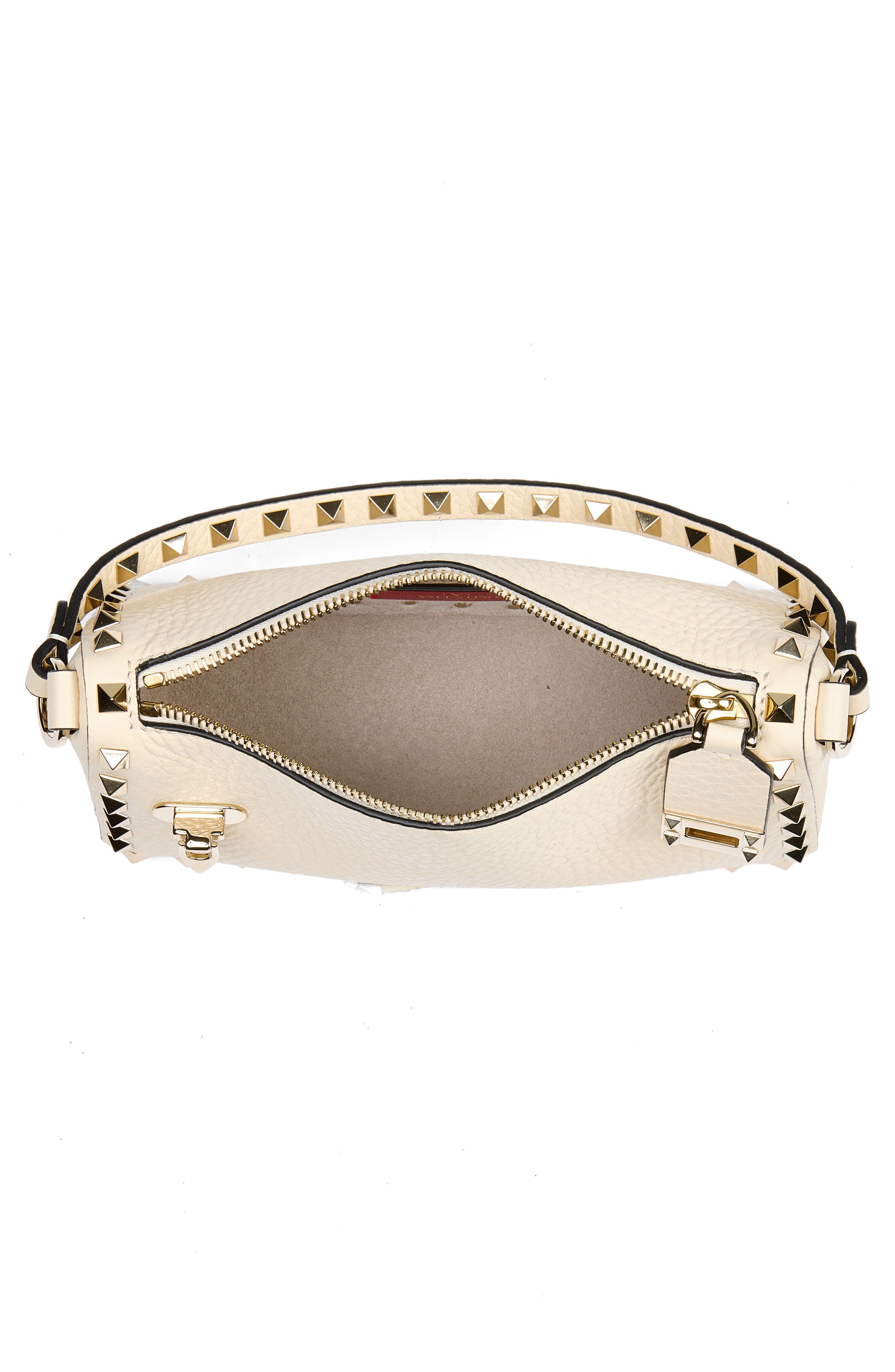 Small Rockstud Leather Shoulder Bag, Alternate, color, LIGHT IVORY