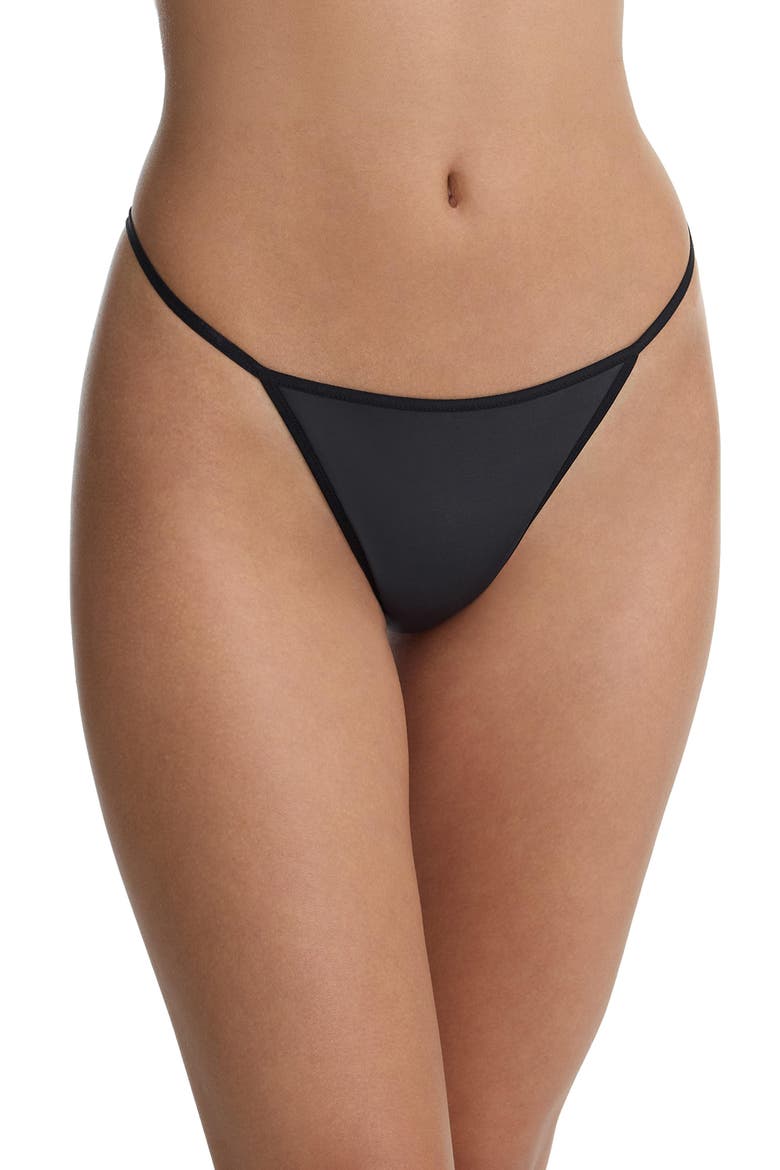 Late Night Faux Leather G-String Thong, Main, color, Black