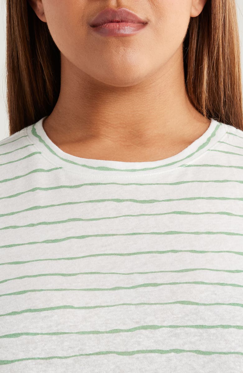 Wit & Wisdom Stripe Linen Blend T-Shirt, Alternate, color, Meadow/ Off White