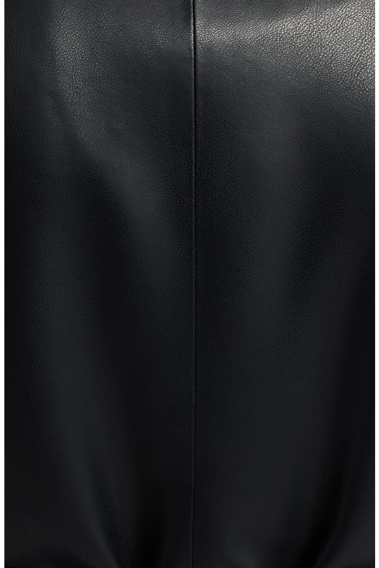Belted Faux Leather Coat with Faux Fur Collar, Alternate, color, BLACK