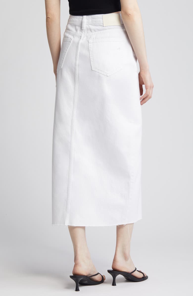 HIDDEN JEANS Front Slit Denim Midi Skirt, Alternate, color, White