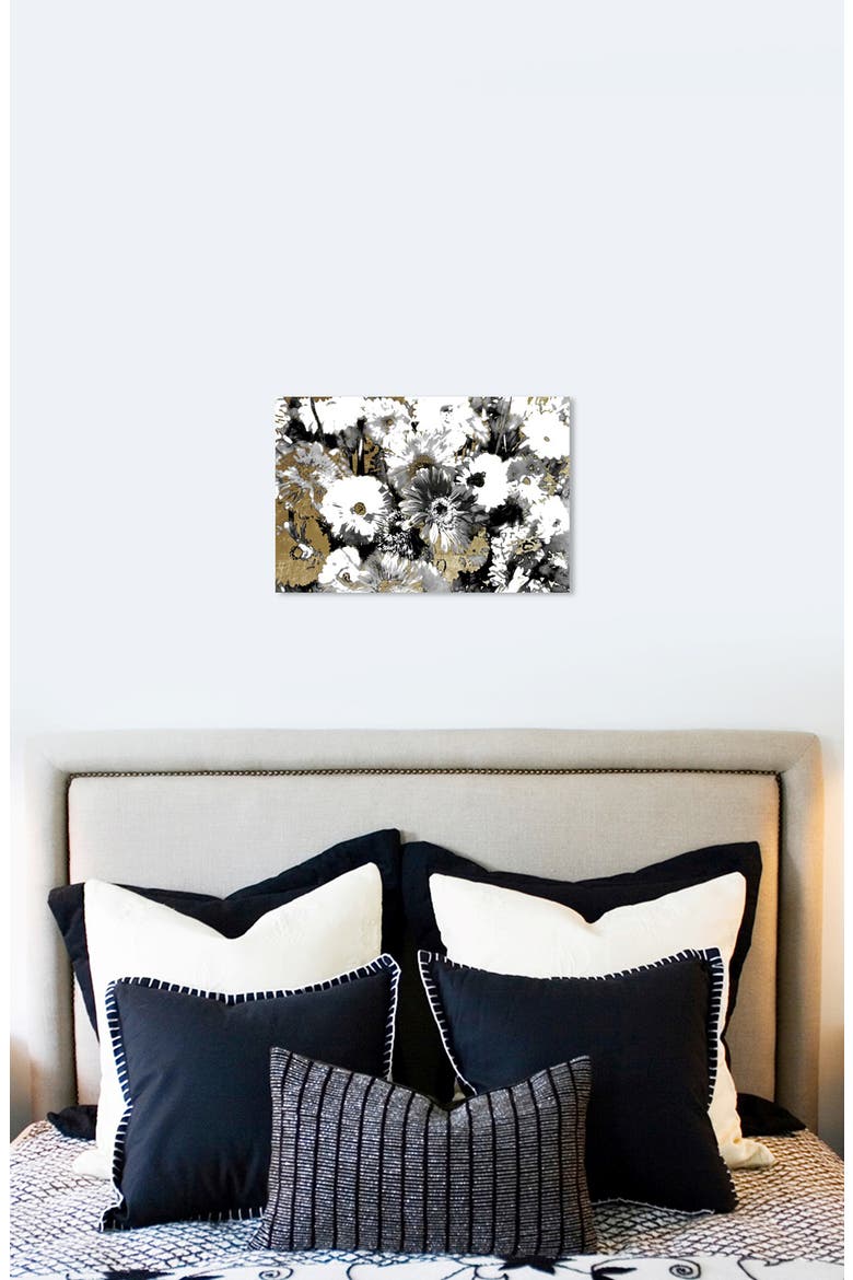Golden Floral Canvas Wall Art, Alternate, color, BLACK WHITE GOLD