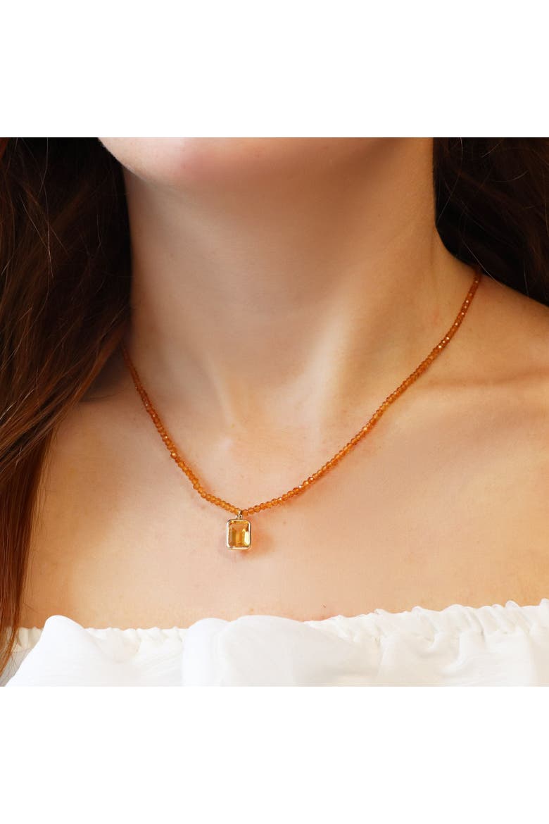 Citrine Bead Bezel Necklace, Alternate, color, Citrine