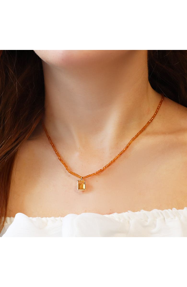 The Lovery Fine Jewelry Citrine Bead Bezel Necklace, Alternate, color, Citrine