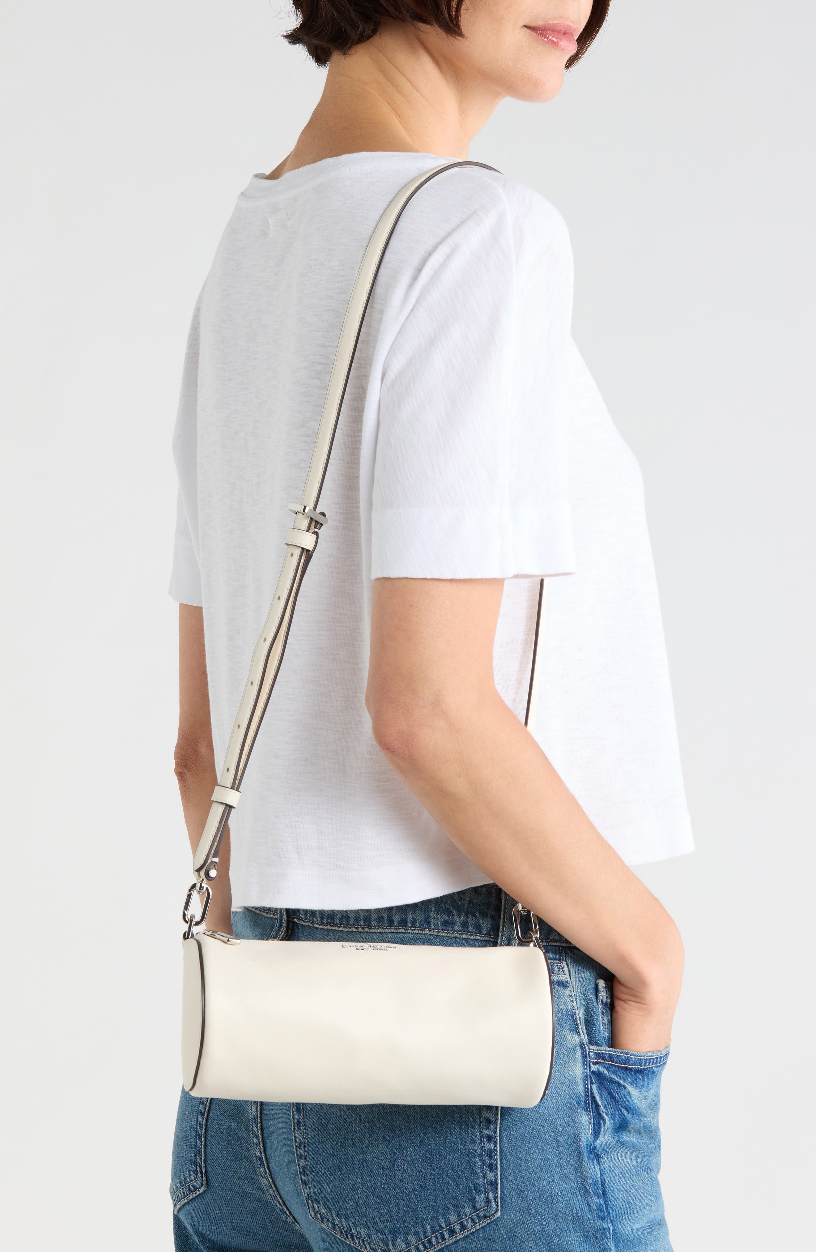 Mini Leather Convertible Crossbody Bag, Alternate, color, MERINGUE