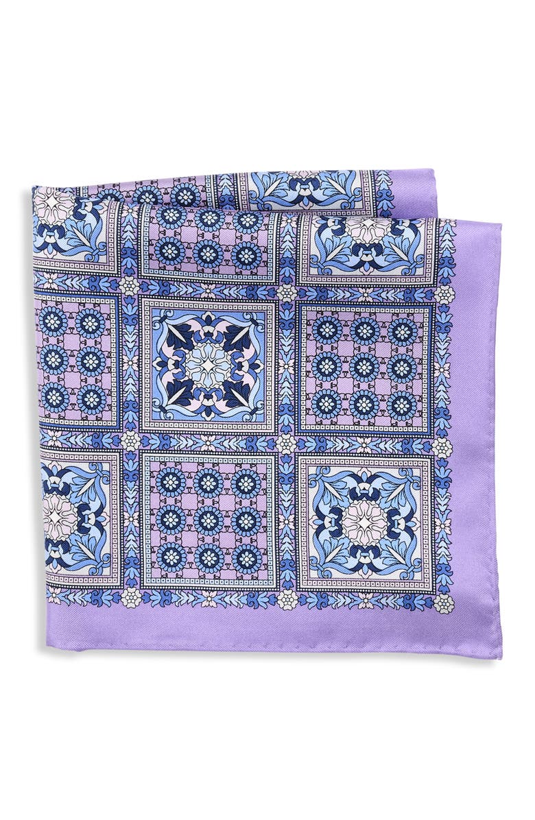 Oak Hill Premium by DXL Big & Tall Multi Square Silk Pocket Square, Main, color, Purple