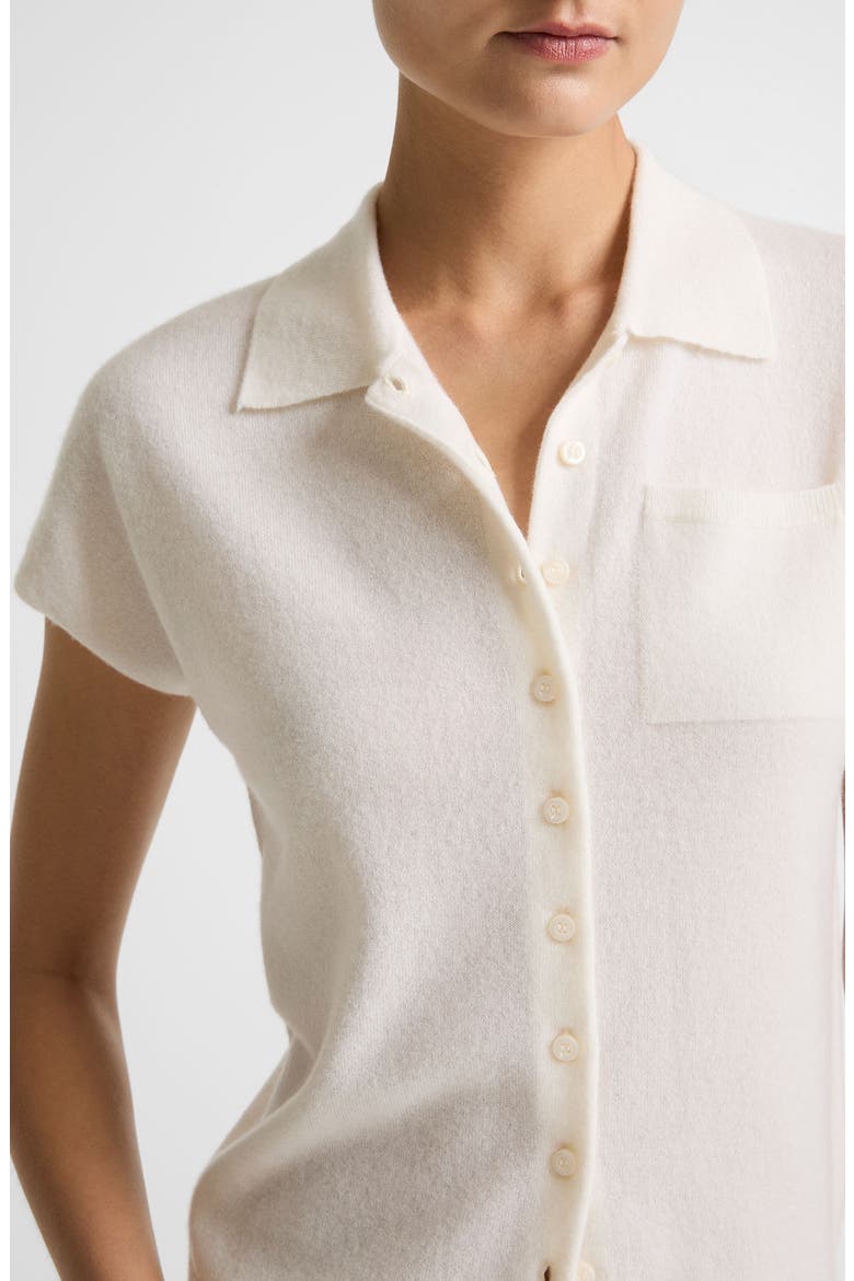 Cashmere & Silk Button-Up Sweater, Alternate, color, OFF WHITE