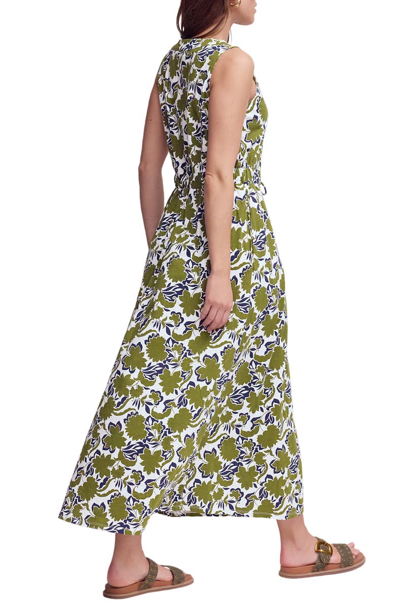 Boden Delphine Print Sleeveless Jersey Midi Dress, Alternate, color, Olive Shadow Blossom