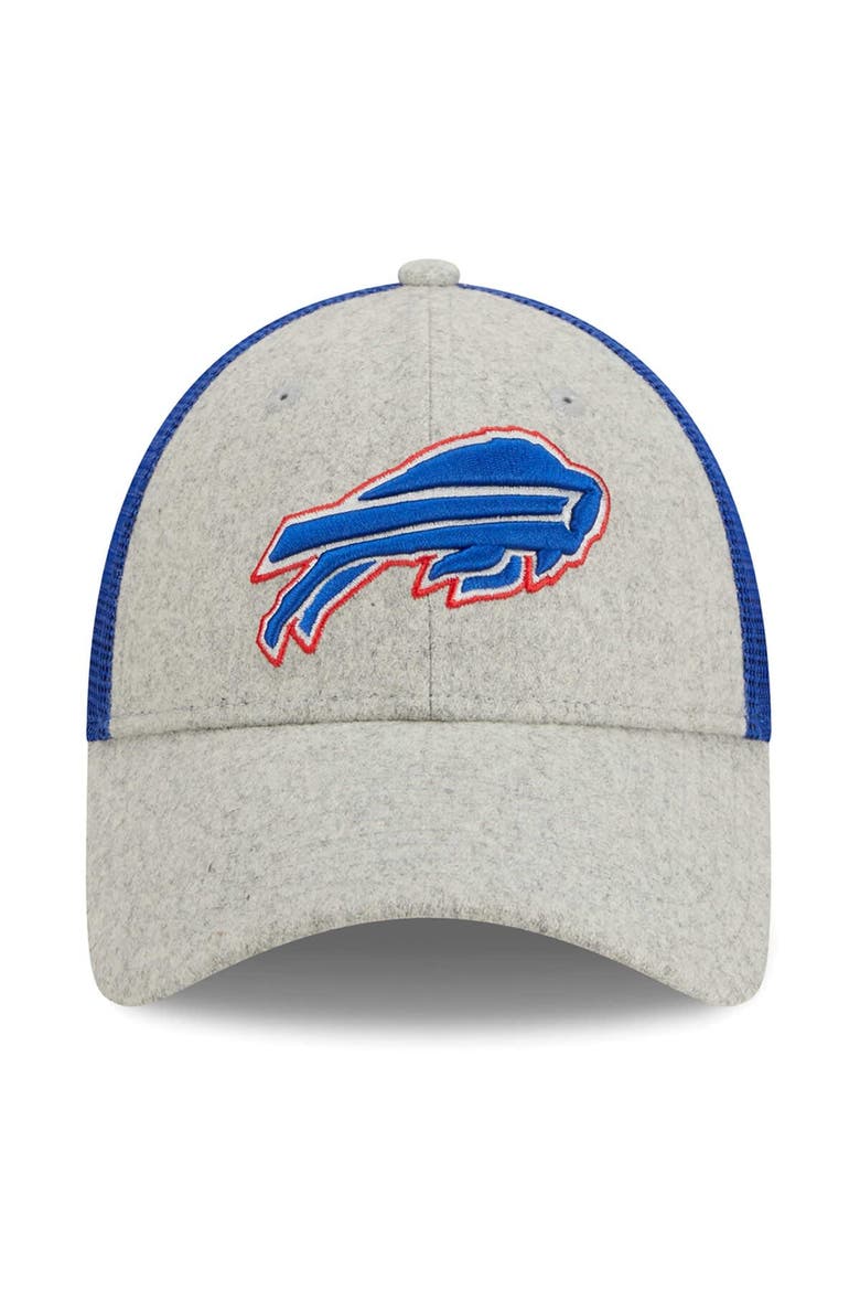 Men's New Era Heather Gray/Royal Buffalo Bills Pop Trucker 9FORTY Adjustable Hat, Alternate, color, Heather Gray