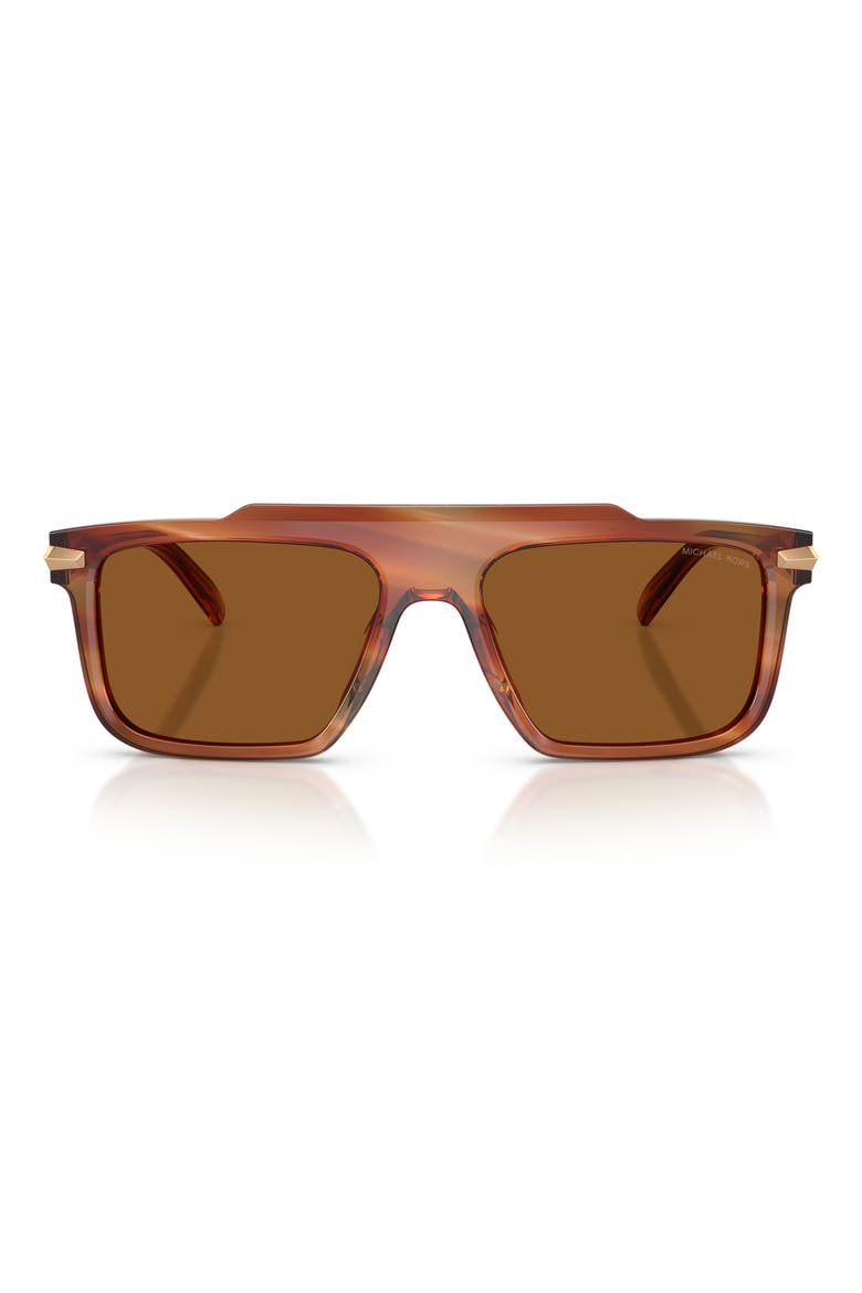 Boston 57mm Square Sunglasses, Main, color, BROWN HORN / AMBER MONO