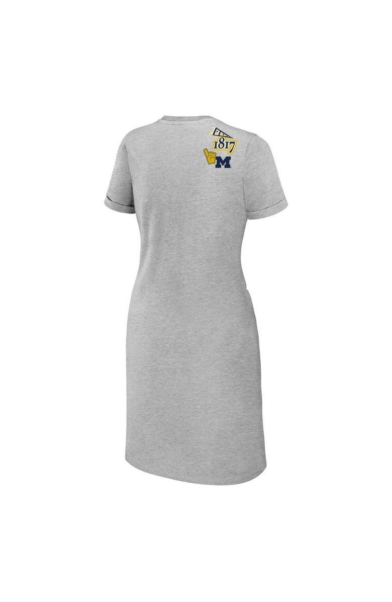 WEAR by Erin Andrews Women's WEAR by Erin Andrews Heather Gray Michigan Wolverines Knotted T-Shirt Dress, Alternate, color, Heather Gray