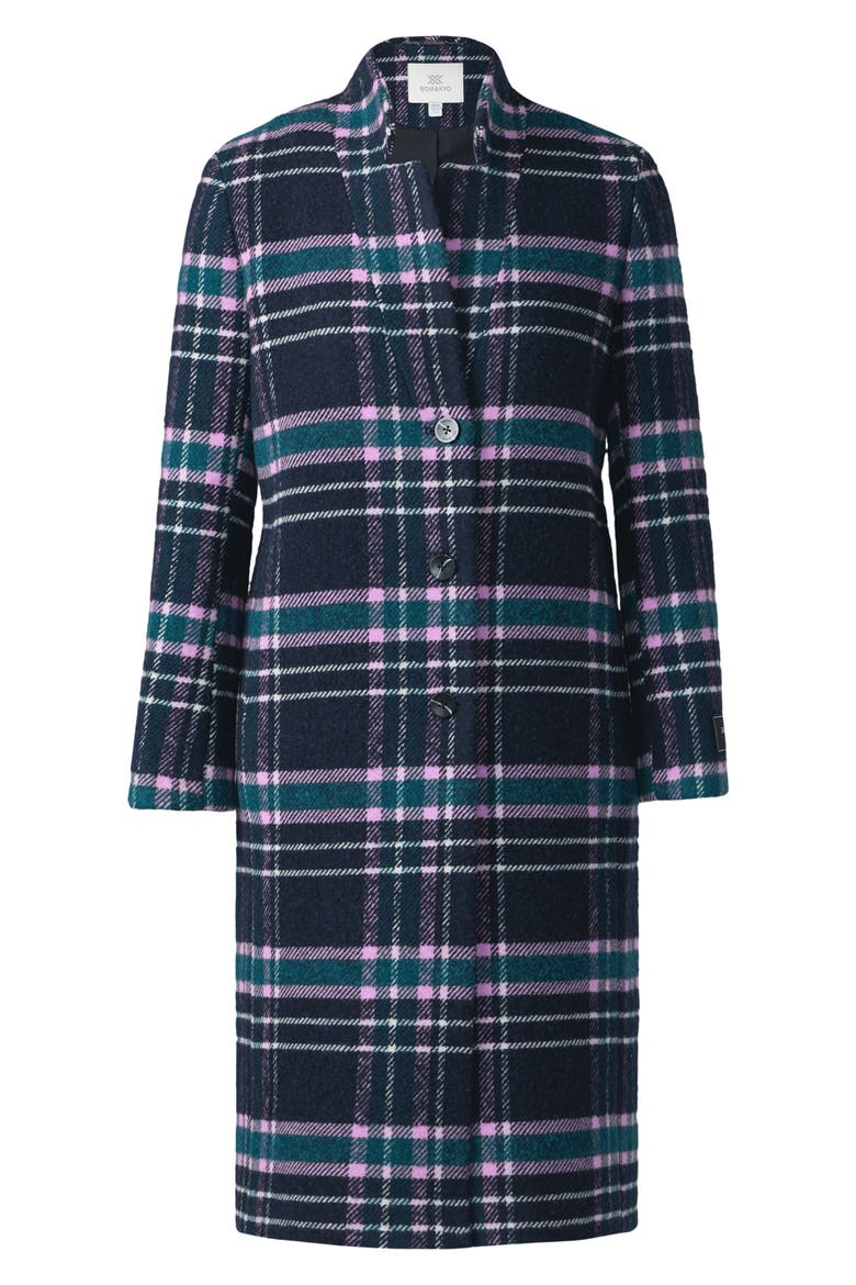 Diane Plaid Single Breasted Coat, Alternate, color, INDIGO MULTI